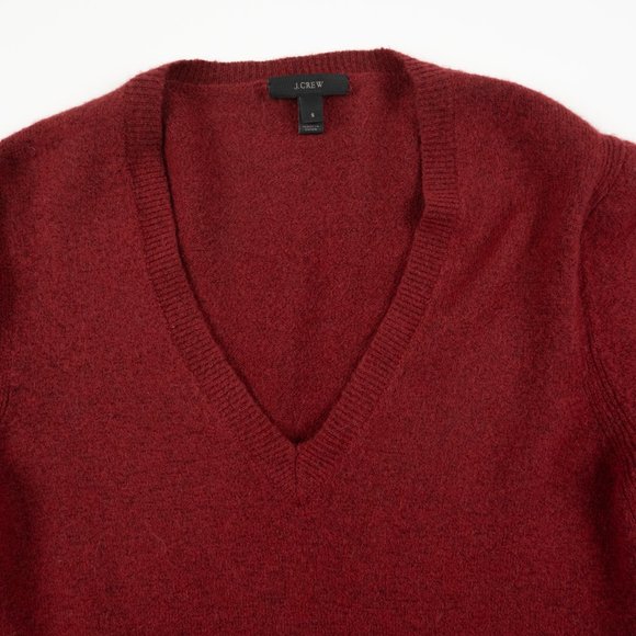 J. CREW deep V-neck long cranberry red pullover tunic sweater size S - Picture 5 of 8